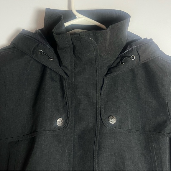 ATHLETA Women’s Midtown Rain Trench Coat Size Small Hooded Black Jacket - Picture 8 of 14